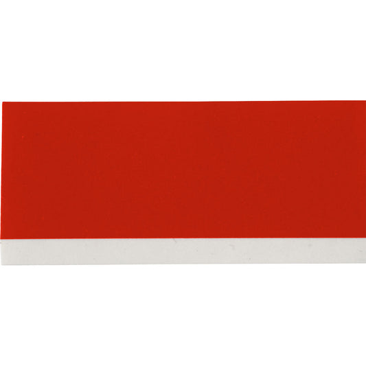 Etiquetas de vinilo con adhesivo permanente para todo tipo de clima (blanco sobre rojo)