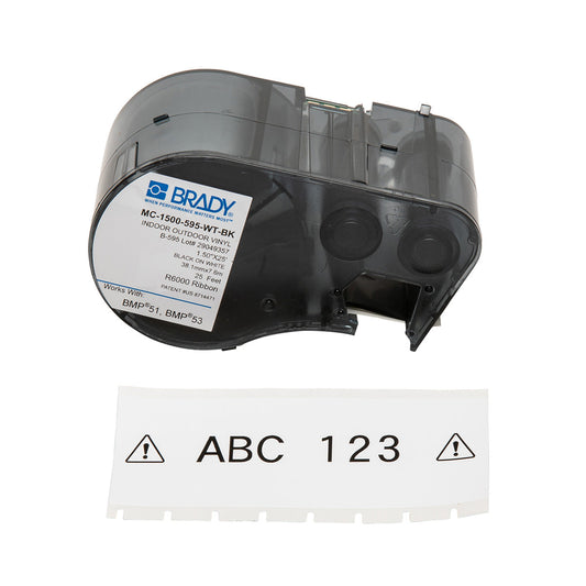 Cartucho de etiquetas 1 rollo (negro sobre blanco), vinilo - BMP51/53