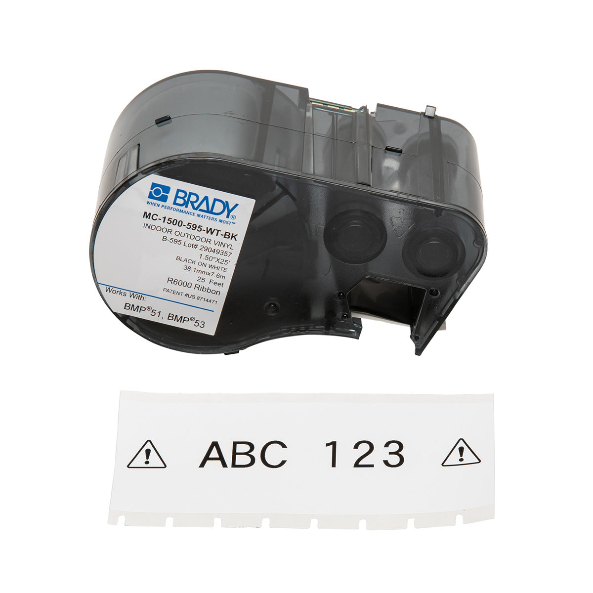 Cartucho de etiquetas 1 rollo (negro sobre blanco), vinilo - BMP51/53